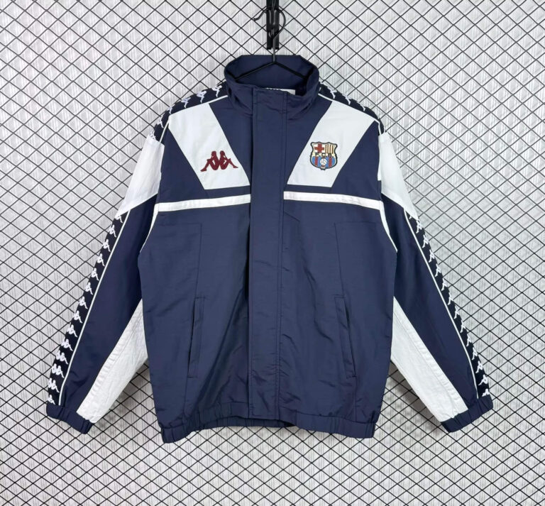 1967 FC Barcelona Retro Windbreaker Vintage Football Outerwear Blokecore Style